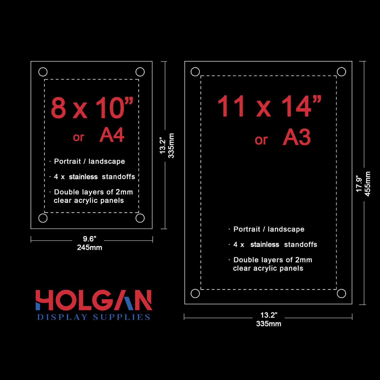 Wall Mount Acrylic Sign Holder with Standoffs